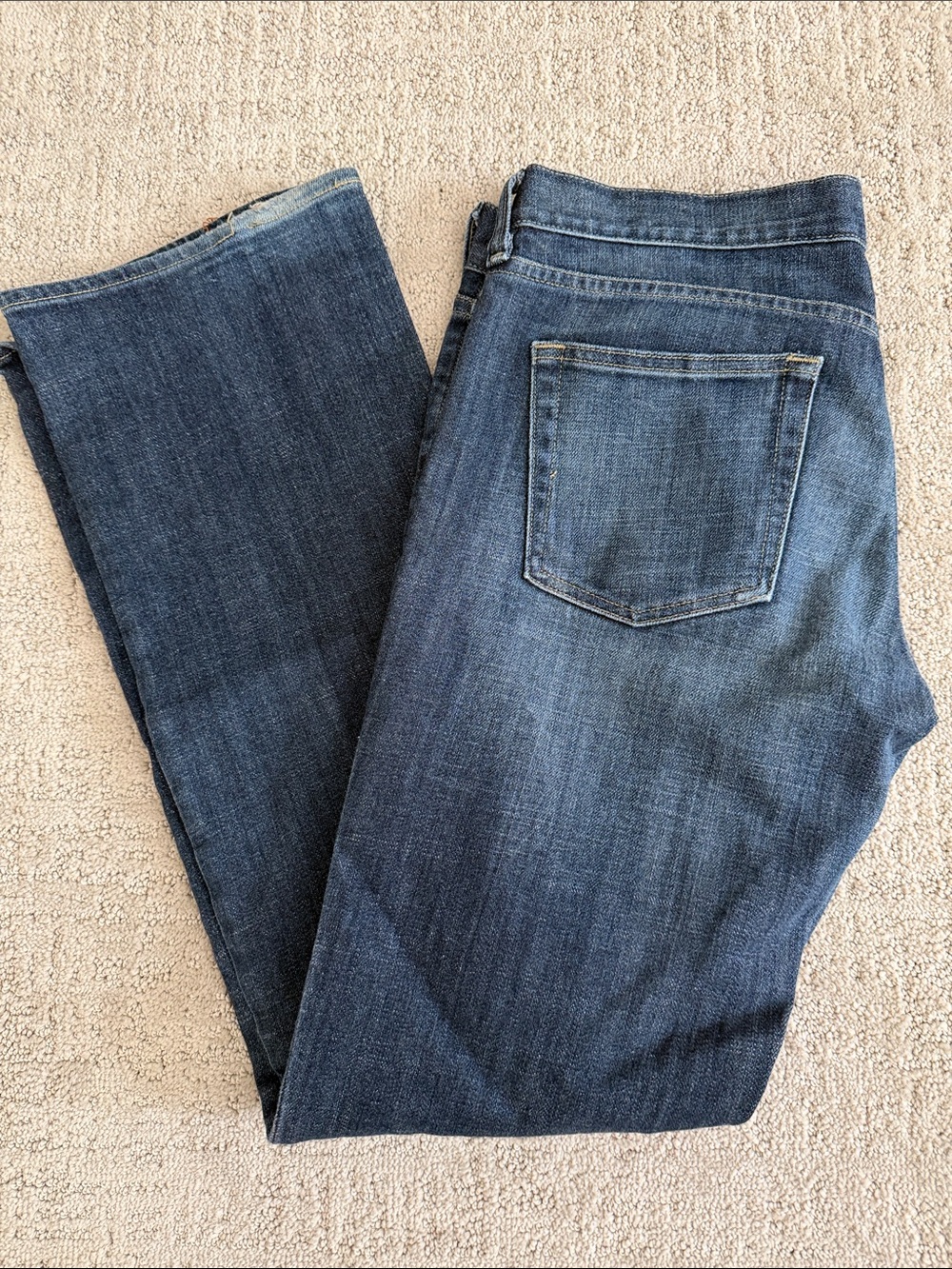 J.CREW Women's Dark Indigo Hipslung Bootcut Jeans Faded Detailing | Size 30R